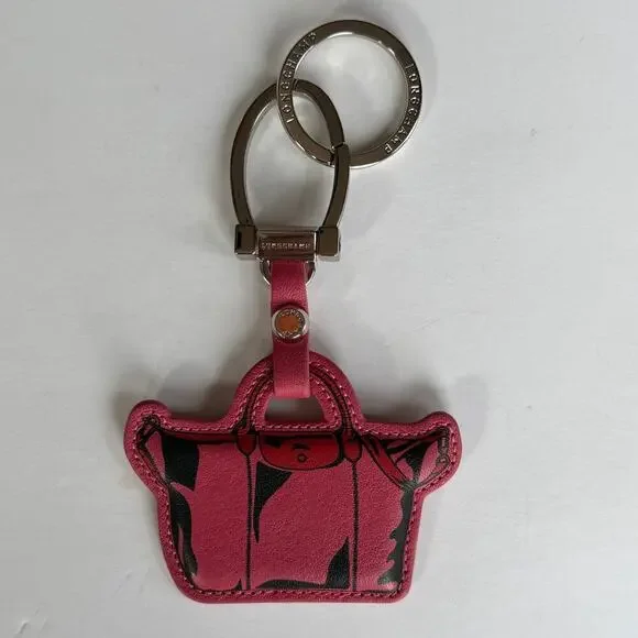 Longchamp Le Pliage Cuir Cherry Keyring Bag Charm NWOT - Picture 2 of 7